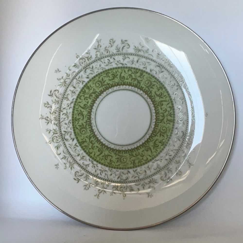 Noritake Lise Green and White Dinnerware Set with Ornate Design